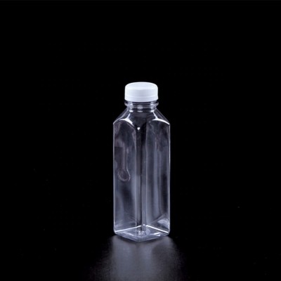 Food Grade 12oz Empty Reusable Clear Disposable Milk Bulk Containers PET Plastic Beverage Bottle With Lids For Juice