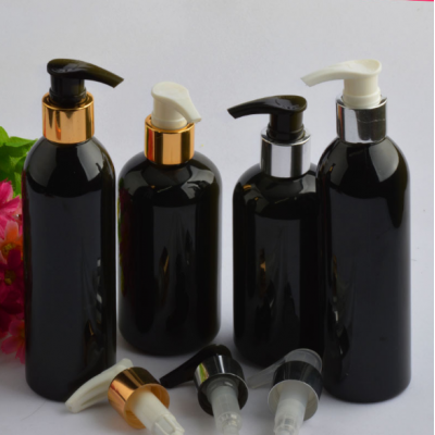 8oz empty plastic shampoo bottles with gold cap pumps